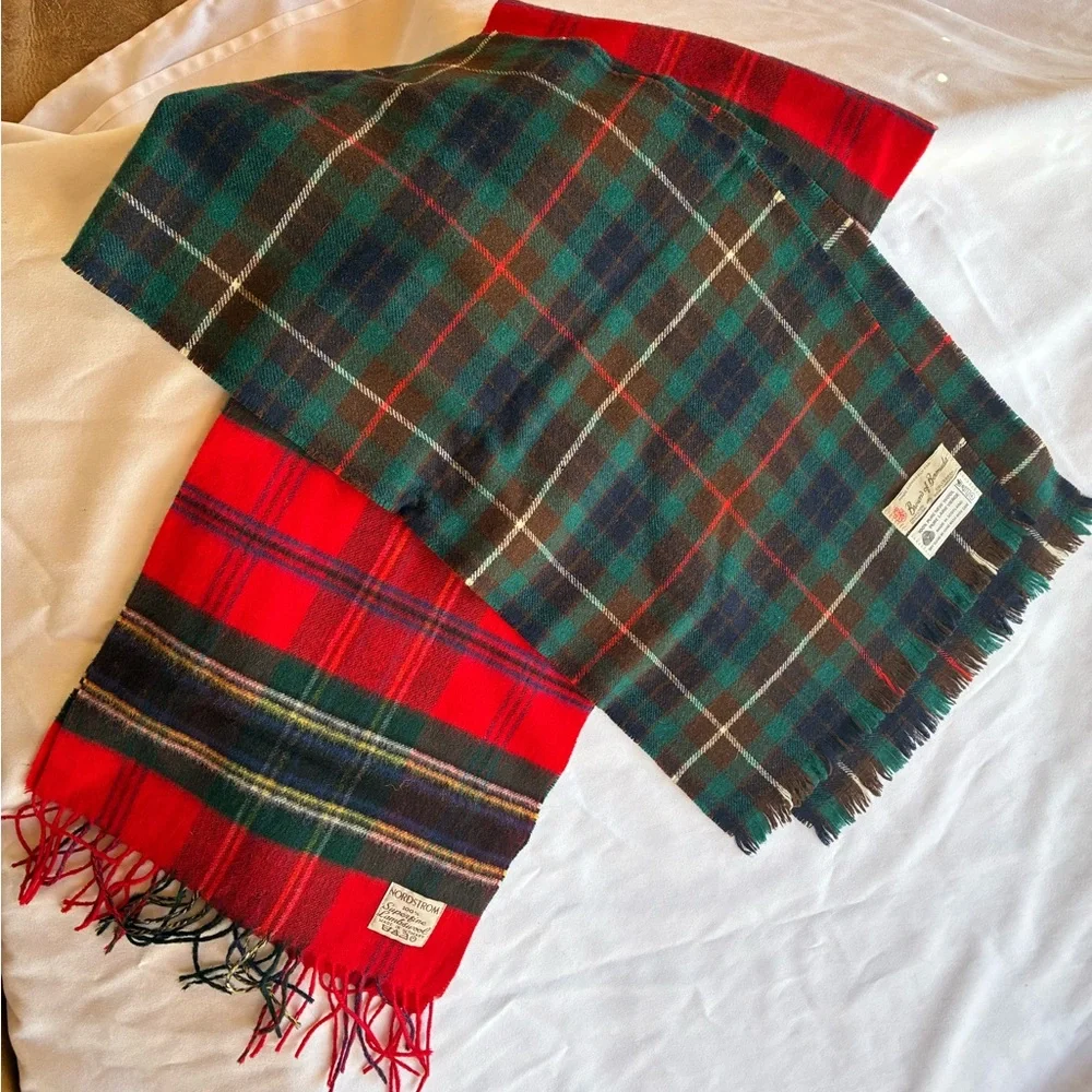 Nordstrom&Browns Bermuda VTG Vibrant Plaid Scarves Red/GreenBlue German Scottish